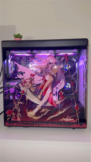 Feminine custom PC build 💗🖤 #christmas #anime #tech #pc