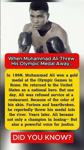 When Muhammad Ali Threw His Olympic Medal Away… #MuhammadAli #Olympics #Boxing