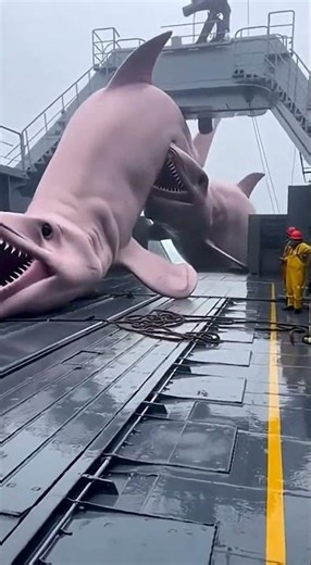 Alien Jaw_! Goblin Shark Snaps on Deck #ship #ocean #storm #shark