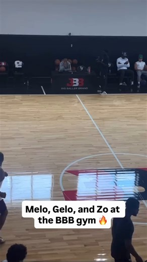Lonzo, LiAngelo and LaMelo Ball at the Big Baller Brand (BBB) basketball court today :