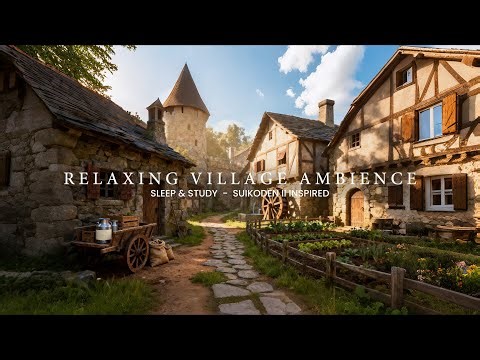 Relaxing Village Ambience 🌿 Sleep, Study & Focus | Suikoden II Highway Village Inspired
