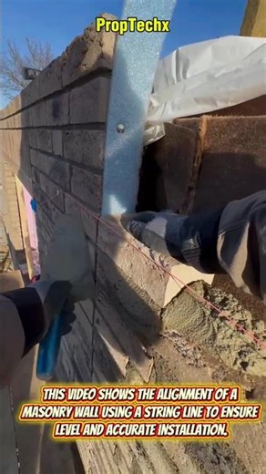 Perfect Masonry Wall Alignment Using String Line Tool #construction #masonry #shorts