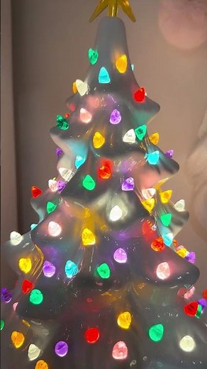 Raz 16.5" Lighted Vintage White Ceramic Christmas Tree Decoration 4519222