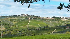 Beautiful Tuscany landscape, hills with a old build architecture