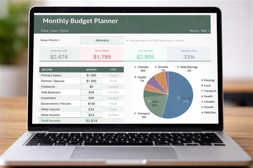 Monthly Budget Planner Excel | Savings Tracker Spreadsheet | Google Sheets Budget Template | Finance Planner | Instant Download - Etsy