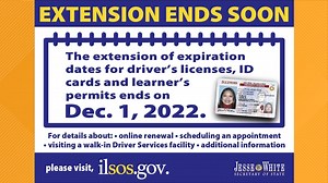Illinois driver license and ID card expiration extension ends on Dec. 1