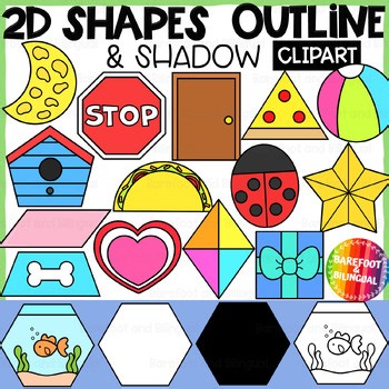 2D Shape Outline & Shadow Clipart | Real World Shapes for Crafts and Activities