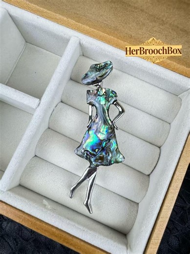 Abalone Shell Lady Brooch, Silver-toned Fashion Pin, Artistic Statement Jewelry - Etsy
