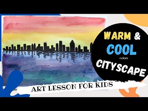 -------Warm and cool colors CITYSCAPE------- Art Lesson for KIDS!!!!!!!