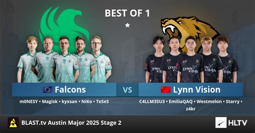 Falcons vs Lynn Vision at BLAST.tv Austin Major 2025 Stage 2
