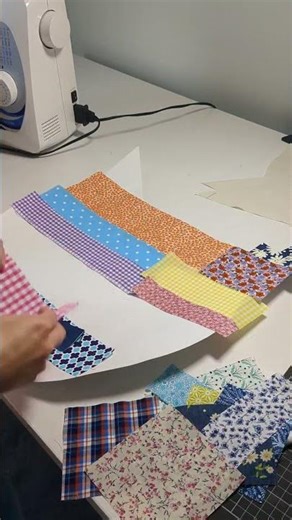 DIY zero-waste patchwork cat cushion made from fabric scraps! 🐱