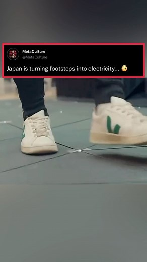 M E T A C U L T U R E on Instagram: "Japan is using piezoelectric tiles to turn footsteps into electricity. These tiles, found in places like train stations, convert mechanical pressure into small amounts of energy, helping power nearby lights and devices @acknowledge.ai"