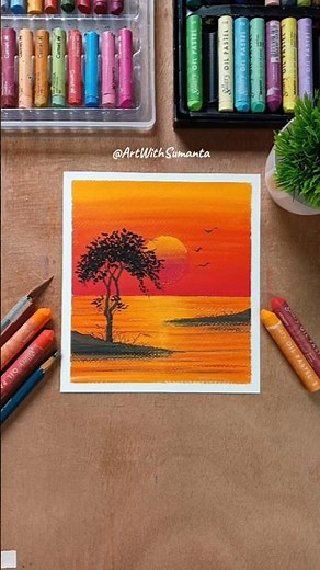 ✨Oil Pastel Sunset: Step-by-Step for Beginners #oilpastel