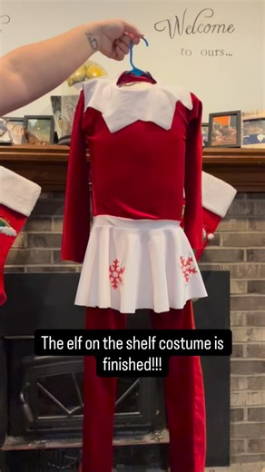 Elf on the shelf costume! Sewn by me and my daughter will be using it to perform in her holiday show! #sewing #seamstress #figureskating #holidays #christmasshow #cheistmas | Jessie Lynn Creativity