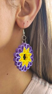 Handmade Quilled Floral Earrings: Purple & Yellow Paper Jewelry - Etsy Canada