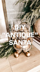 Love how this “antique” Santa turned out 🤎✨ Black spray paint → let dry → antique gold Rub ’n Buff. A five-minute DIY that looks like a vintage find! Santa is from HL! SKU 105552583 #diychristmas #christmasdecor #christmasaesthetic #holidaydecor #cozychristmas #hobbylobbychristmas | Farm Charm Homestead