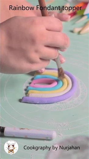 Fondant Rainbow 🌈Topper Tutorial #youtubeshorts #fondanttoppers #caketopper