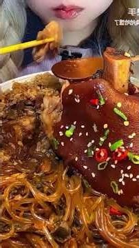 Giant Pork Knuckle with Spicy Noodles | ASMR Eating #food #short #shorts