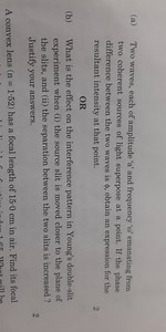 (a) Two waves, each of amplitude ' a ' and frequency ' \omega '... | Filo