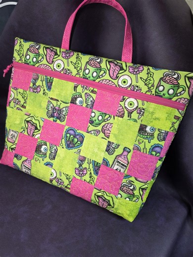 Zombie Cheeky Quilted XL Project Bag. Cross Stitch Needle Work Organizer - Etsy