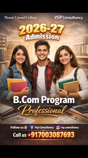 Admissions for 2026–27 at Mount Carmel College are now open! 🎓#mountcarmelcollege #vspconsultancy