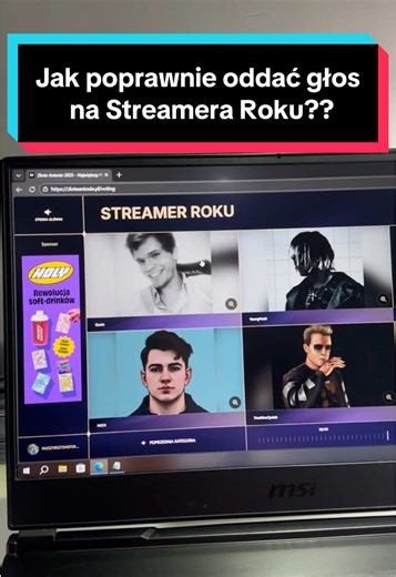 Siema tutaj mały Tutorial jak poprawnie oddać głos na streamera roku na złotych Antosiach XD #youngmulti #multi #dlaciebie #viral #zloteantosie