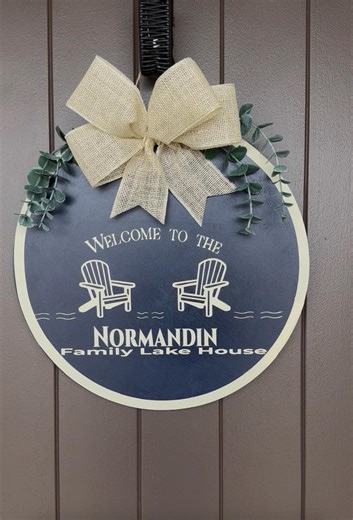 Personalized Lake House Sign, Adirondack Chair Welcome Sign, Custom Family Lake House Decor, Round Porch Sign, Cabin Welcome Sign - Etsy