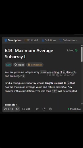 lc643 maximum average subarray1 #dsa #leetcode #lc643 #slidingwindow
