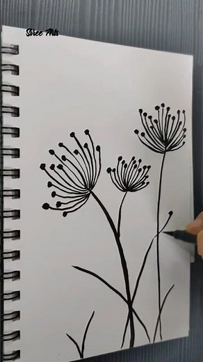 How to black flower drawing Tutorial #art #flowerdrawing