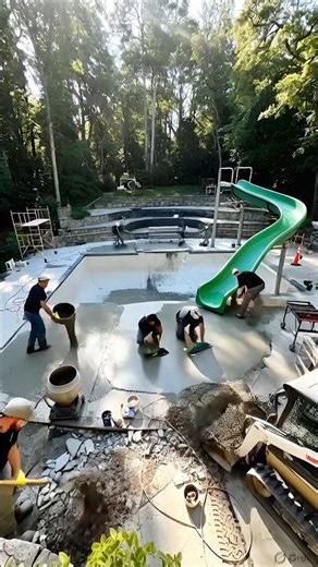 Abandoned Pool to Luxury Backyard Paradise | Satisfying Pool Restoration Timelapse #aishortsvideo