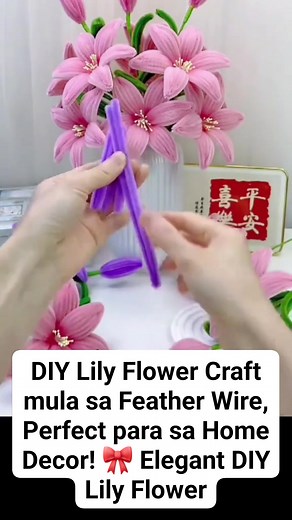 DIY Lily Flower Craft mula sa Feather Wire, Perfect para sa Home Decor! 🎀 Elegant DIY Lily Flower | Fresh Graduate.id