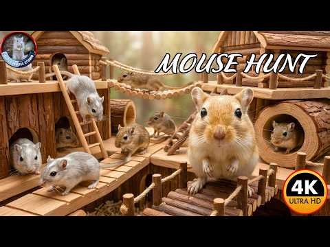 Cat TV Mouse Hunt! Real Mice Running Through Hidden Maze Tunnels | 4 Hours 4K