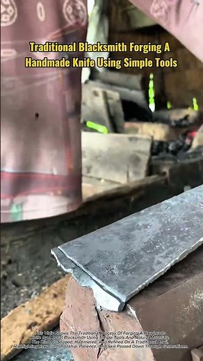 Traditional Blacksmith Forging a Handmade Knife Using Simple Tools