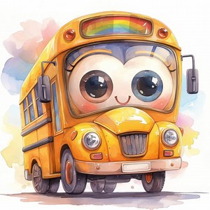 14 Cute Bus Clipart Bundle, Adorable School Vehicle Illustration, Printable Watercolor Clipart, High Quality JPG, Paper Craft, Junk Journals - Etsy
