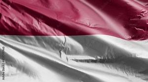 Indonesia flag slow waving on the wind loop. Indonesia banner smoothly swaying on the breeze. Full filling background. 20 seconds loop.