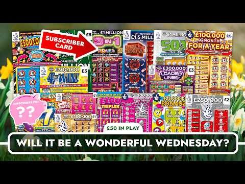 SCRATCH CARDS WEDNESADAY (ON TUESDAY) 🎉 Will The Subscriber Scratch Card Win? 🎉 £50 #scratchcards