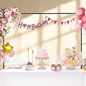 Fanqisi Over The Table Rod Stand with Clamps, Table Arch Stand Adjustable 12"-40" Tall 48"-97" Length, Black Metal Balloon Stand for Wedding Birthday Party Graduation Ceremony Decoration