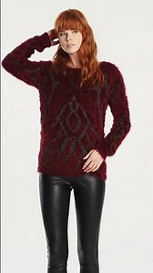 Buffalo David Bitton Fuzzy Lurex Sweater Review | Stylish & Cozy Women’s Knit (Merlot/Black) ✨