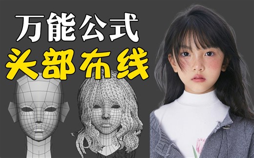 【头部布线】3dmax基础头部布线技巧，从拉个box开始到整体头部结构