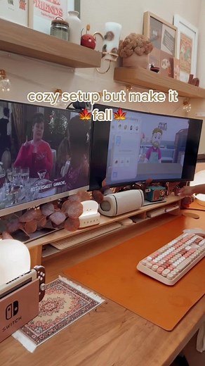 can you tell fall decor is my fav?🍁#cozysetup #cozydesk #cozydesksetup #gamingsetup #falldecor #cozygaming #aestheticgamer