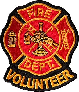Volunteer Fire Dept Patch - 3x3.5 inch - Embroidered Iron on Patch (P6680)