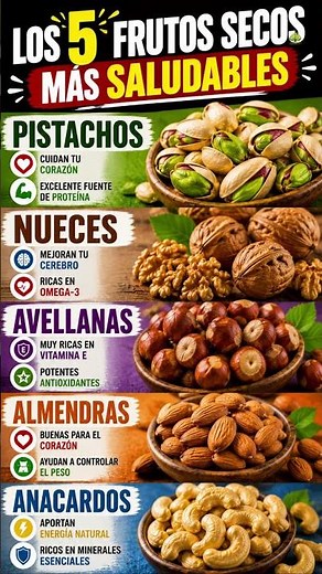 ESTOS SON LOS 5 FRUTOS SECOS MÁS SALUDABLES🌰