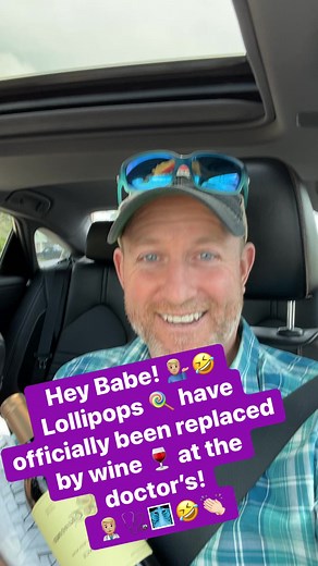Hey Babe! Devin Blaine Baranek💁🏼‍♂️🤣Lollipops 🍭 have officially been replaced by wine 🍷 at the doctor’s! 👨🏼‍⚕️🩺🩻🤣 Wjo gets gifted wine by their doctor? Only us! Excited to try Le Chanceux 👏🏻 #onlyus #lol #omg #lollipop #doctor #goodboy #patient #checkip #prize #winning #positivereinforcement #wine #redwine #what #epic #surprise #lifeisgood | Bryan Martin