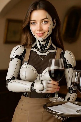 Robot Waitress Serves Wine with a Smile – Futuristic Hospitality