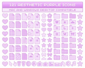Purple Desktop Icons Set, 100  Aesthetic Icon Bundle, Custom Windows Mac Computer Laptop Folders Files Apps, Cute, Pastel, Digital Download - Etsy