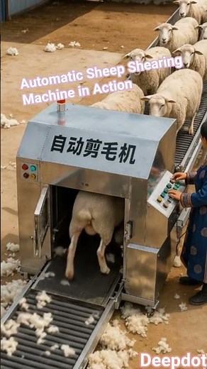 Automatic Sheep Shearing Machine in Action”#SheepMachine#ShearingProcess#WoolProcessing #virel