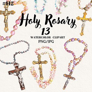 Holy Rosary Clipart, Jesus Cross Clipart, Watercolor Clipart, Transparent Background, Digital Clipart, Instant Download, Commercial Use - Etsy