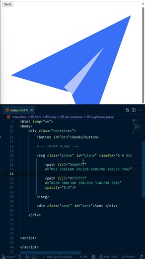 02 Rocket Send Button Animation | HTML CSS JS #shorts