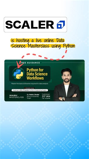 Akash • Python & Tech Enthusiast 🚀 on Instagram: "Comment DATA and I’ll send you the link 👇 Most people learn Python for Data Science, but get stuck when they face real datasets. Not because of theory, but because real-world data is messy and different from tutorials. On 20th Jan, 7:30 PM IST, Scaler is hosting a live Data Science with Python masterclass by Rohit Jindal (Senior AI Scientist, Target) where you’ll learn how industry actually cleans and analyzes data. Seats are limited. Comment D