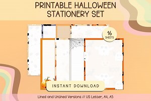Printable Halloween Stationary Bundle, Orange and Black, Lined and Unlined Paper for Journaling, Letter Writing, Pen Pal, Note Taking - Etsy